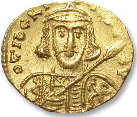 Byzantijnse Rijk. Tiberius III Apsimar (698-705 n.Chr.). Goud Tremissis,Constantinople mint - 6th officina (S) -