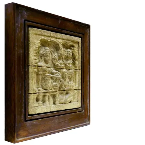 kalksteen paneel Borobudur (1) - kalksteen - Java, Indonesië