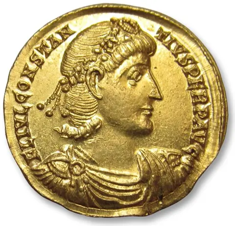 Romeinse Rijk. Constantius II (337-361 n.Chr.). Goud Solidus,Nicomedia mint 340-351 A.D. - Officina mark SMNT - superb near mint state coin