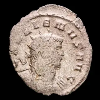 Romeinse Rijk. Gallienus (253-268 n.Chr.). Erg zeldzaam Antoninianus,Mediolanum, 260-261 A.D. - LEG I MIN VI P VI F Minerva.