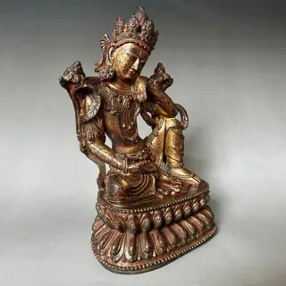 Groen Tara bronzen standbeeld (1) - Brons - Green Tara - 19cm - Tibet - Modern