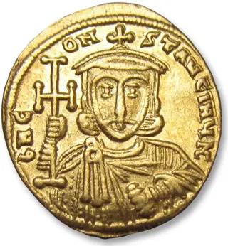 Byzantijnse Rijk. Constantine V Copronymus, with Leo III. Goud Solidus,Constantinople mint circa 740-742 A.D.