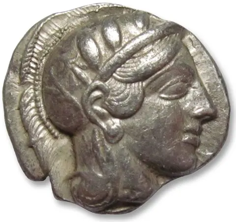 Attica, Athene. AR Tetradrachm,454-404 B.C.- large part of crest visible -