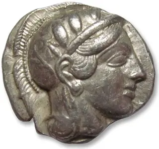 Attica, Athene. AR Tetradrachm,454-404 B.C.- large part of crest visible -