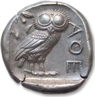 Attica, Athene. AR Tetradrachm,454-404 B.C. - great example of this type -