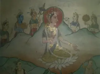 Gouache - Papier - Godin Lakshmi - India - Midden 19e eeuw