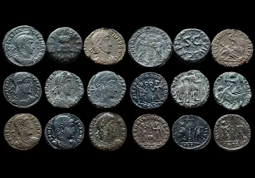 Romeinse Rijk. Lot x 9 Æ Follis/Quadrans: Constantine I, Constantine II, Augustus, Theodosius II,1st century BC-4th century AD