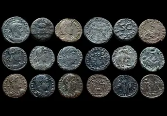 Romeinse Rijk. Lot x 9 Æ Follis/Quadrans: Constantine I, Constantine II, Augustus, Theodosius II,1st century BC-4th century AD