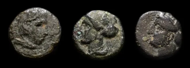 Griekenland. Lot of 3 AE coins: 2 x Ionia, Ephesos / 1 x Macedonia. Unit, Alexander III (336-323 BC)