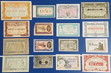 Frankrijk - 13 x emergency banknotes and 3 coupons - Various dates