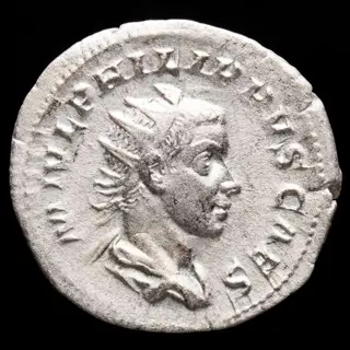 Romeinse Rijk. Philip II (AD 247-249). AR Antoninianus,Rome - PRINCIPI IVVENT, Philip II as Princeps Iuventutis standing left.