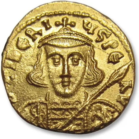 Byzantijnse Rijk. Tiberius III Apsimar (698-705 n.Chr.). Goud Solidus,Constantinople mint - 2nd officina (B) -