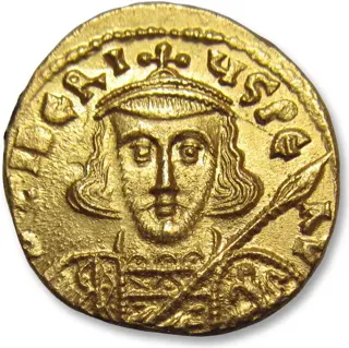 Byzantijnse Rijk. Tiberius III Apsimar (698-705 n.Chr.). Goud Solidus,Constantinople mint - 2nd officina (B) -