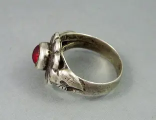 Ring, Sieraden (4) - Glas, Hoogwaardig zilver - India - Midden 20e eeuw