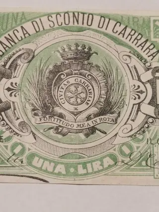 Italië, Carrara - 1 Lira 1873 - Banca di Sconto - Gav. Boa. 06.0958.2
