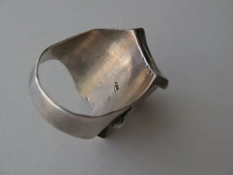 Ring - Sterlingzilver 925, en Koraal - Tibet - Tweede helft 20e eeuw