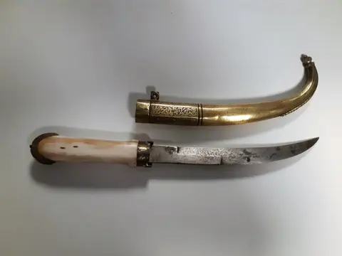 Dolk, kort zwaard - Been, Messing, Roestvrij staal, Verguld - Marokko - 19e eeuw