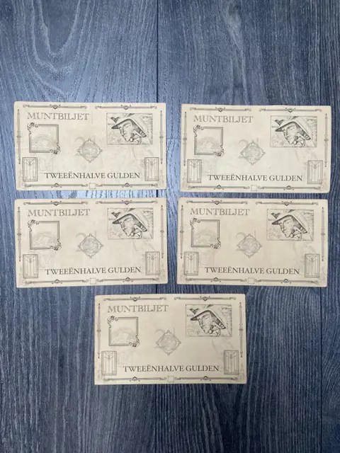 Nederland - 5 x 2½ Gulden Muntbiljet 1920's