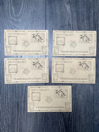 Nederland - 5 x 2½ Gulden Muntbiljet 1920's