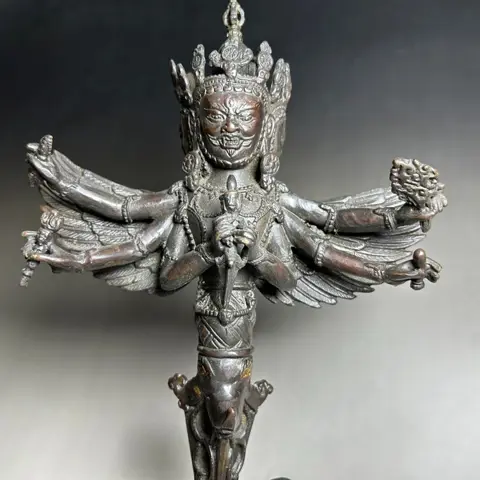 Tibet-standbeeld (1) - Brons - Mahakala - 27cm - Tibet - 21e eeuw