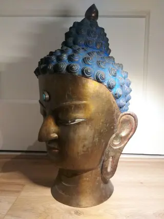 Impressive Buddha Head - bronze - Nepal - Eind 20e eeuw