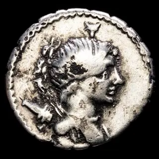 Romeinse Republiek. A. Postumius Albinus, 131 v.Chr.. Fourrée Denarius,Rome - A•POST A F - S•N•ALBIN, figure standing left on rock.