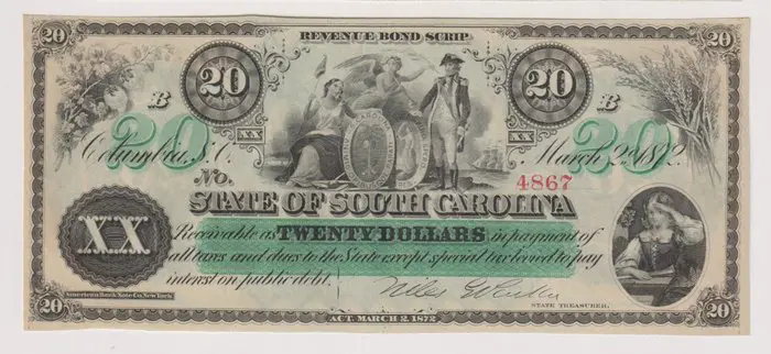 Verenigde Staten van Amerika - 20 Dollars 02/03/1872 - State of South Carolina - S3325