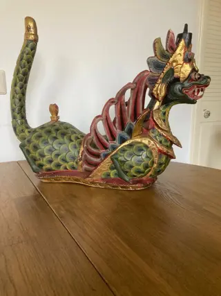 Houtsnijwerk (3) - Hout - Naga - Bali, Indonesië