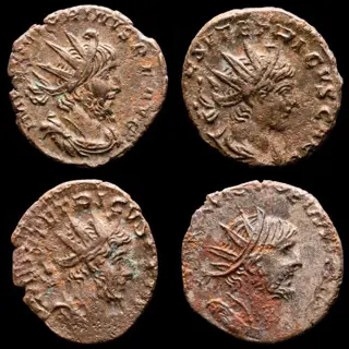 Romeinse Rijk. Gallic Empire. Lot comprising four (4) Antoniniani,Victorinus, Tetricus and Tetricus II - Sol, Salus and Pax.