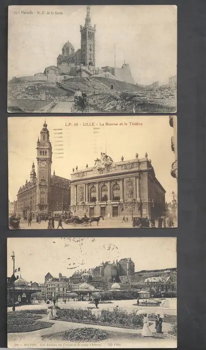 Frankrijk - geanimeerde vrouwen, mannen en kinderen, dieren, karakters, beroepen, landen, zee en bergen - Ansichtkaarten (Collectie van 270) - 1904-1959