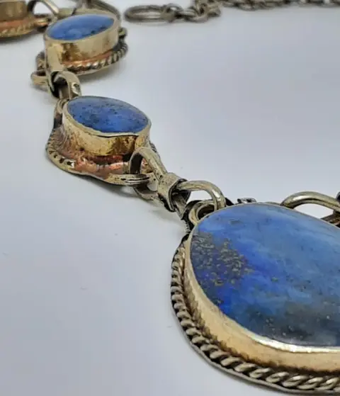 Armband, Halsketting, Oorbellen (3) - Lapis Lazuli, Zilver - Afghanistan - Circa 1970