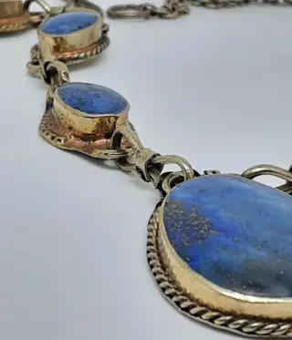 Armband, Halsketting, Oorbellen (3) - Lapis Lazuli, Zilver - Afghanistan - Circa 1970