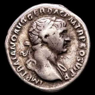 Romeinse Rijk. Trajan (98-117 n.Chr.). AR Denarius,Rome - S P Q R OPTIMO PRINCIPI / VIA TRAIANA, Via Traiana reclining left, holding wheel.