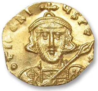 Byzantijnse Rijk. Tiberius III Apsimar (698-705 n.Chr.). Goud Tremissis,Constantinople mint - 6th officina (S) -