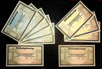 Duitsland - Rendsburg - 5 x 5, 3 x 10 and 2 x 20 Goldpfennige 1923 - Lindman - Schleswig-Holstein RO19 g