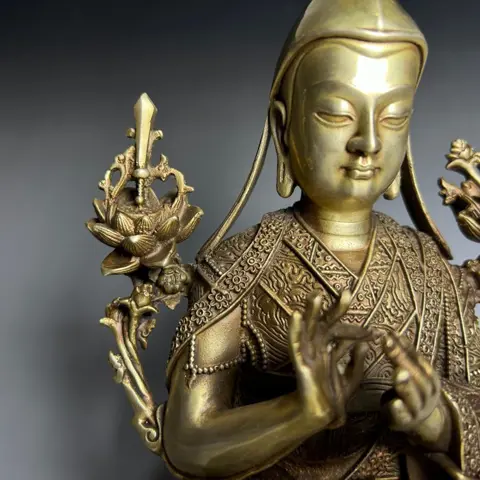 Tibet Boeddhabeeld (1) - Messing - Tsongkhapa - 21CM - Nepal - 21e eeuw