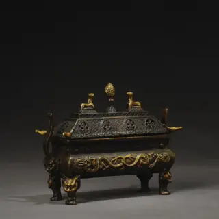 De wierookbrander voor het Boeddhabeeld, de wierookbrander die in het boeddhisme wordt gebruikt - Brons - Tibet/Nepal - Modern