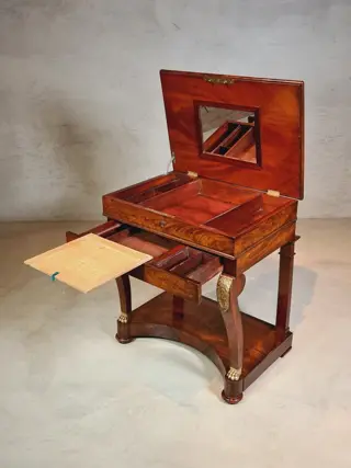 Toilet-/handwerktafeltje - Empire - Mahonie, Messing - 1810-1820