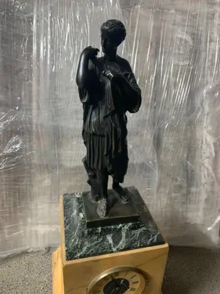 Schoorsteenklok - Brons, Marmer - Tweede helft 19e eeuw