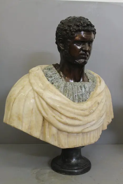 Beeld, Romeinse keizer Caracalla - 85 cm - Brons, Marmer - Tweede helft 20e eeuw