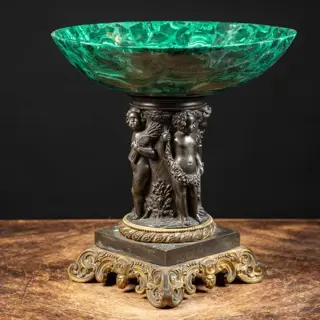 Antiek brons en malachiet vaas in Napoleon III-stijl - Brons, Malachiet, Messing - Tweede helft 19e eeuw
