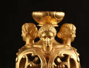 Vuurvergulde Empire sokkel - Brons - 19e eeuw