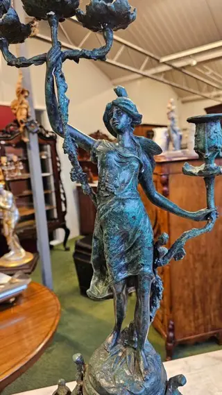 Kandelaar (2) - Brons (gepatineerd) - Eind 19e eeuw