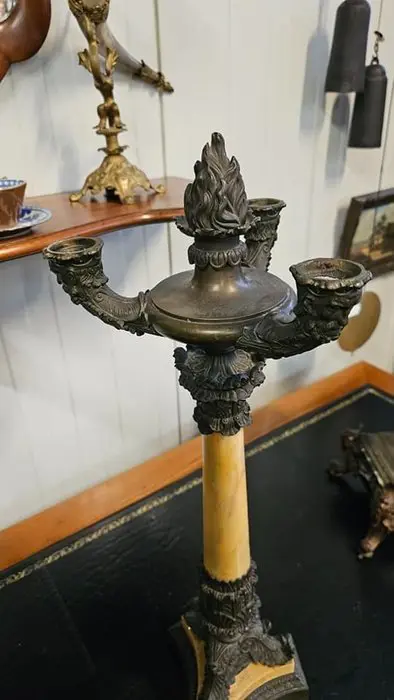 Kandelaar (2) - Louis Philippe - Brons (gepatineerd), Marmer - Midden 19e eeuw