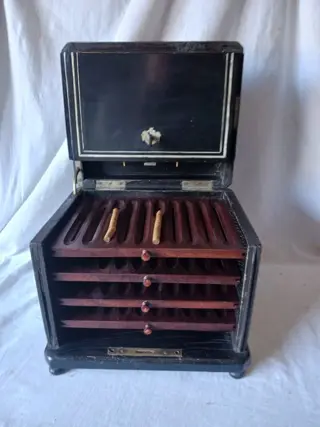 sigarendoos (1) - Napoleon III - Been, Ebbenhout, Mahonie, Messing - Eind 19e eeuw