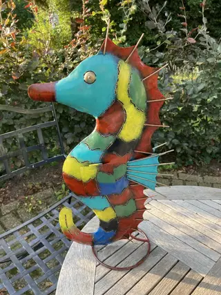 ZEEPAARD METAAL HANDMADE met waxinehouder 48 CM