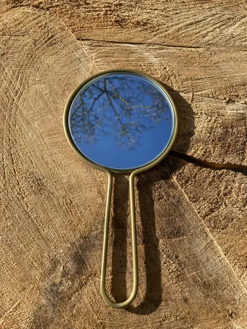 HANDSPIEGEL METAAL GOUD NIEUW