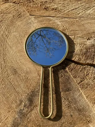 HANDSPIEGEL METAAL GOUD NIEUW