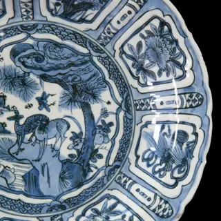 Schotel (1) - Porselein - Landschap met herten - Kraakporselein - China - Wanli (1573-1619)