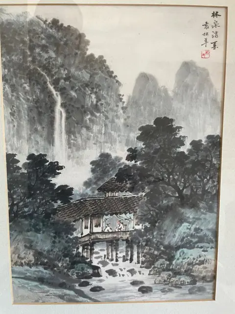 Schilderij (4) - Papier - platteland - China - Tweede helft 20e eeuw